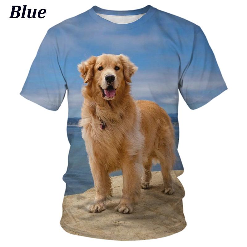 New Summer 3D Cute Animal Golden Retriever Printing T Shirt Children Fashion Harajuku Short Sleeves Funny