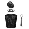 Set Completo per Ragazzi con Gilet Paillettes Scintillanti, Cappello, Papillon, Cravatta, Abito per Danza Jazz e Performance sul Palco