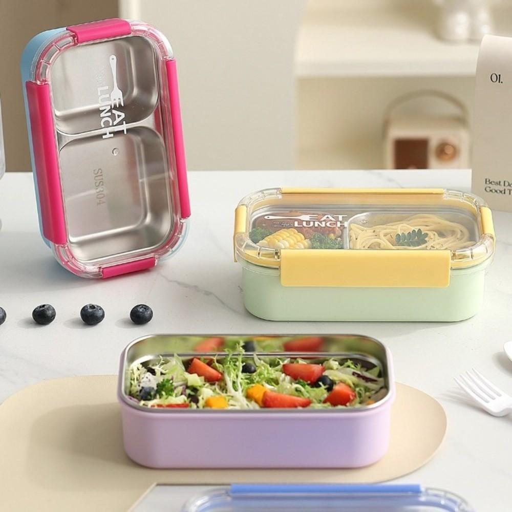 Thermal Insulation Divided Lunch Box 304 Stainless Steel Food Container Bento Box  For Meal Prep