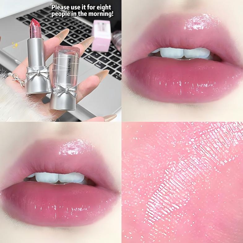 Trois Couleurs Nœud Papillon Rouge à Lèvres Changeant de Température Texture Gelée Baume à Lèvres Hydratant Pour Maquillage Quotidien
