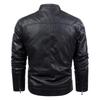 Men's Leather Motorcycle Jacket - European Size, Autumn/Winter, Warm Velvet, Casual PU Leather with Stand Collar.