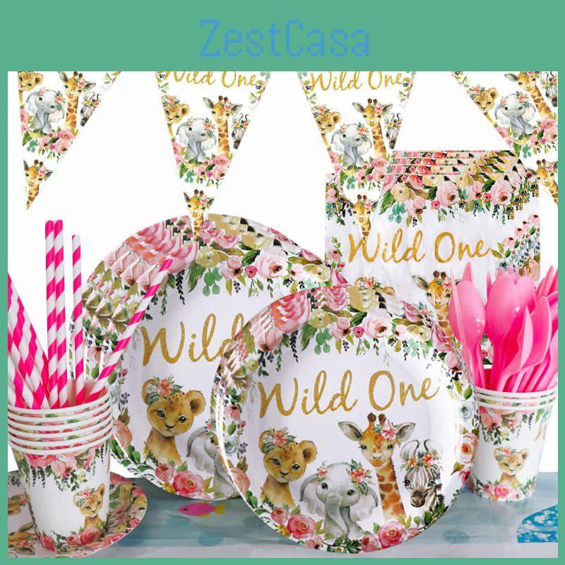 One Animal Wild World Birthday Party Supplies Decor Birthday Banner Topper Cake