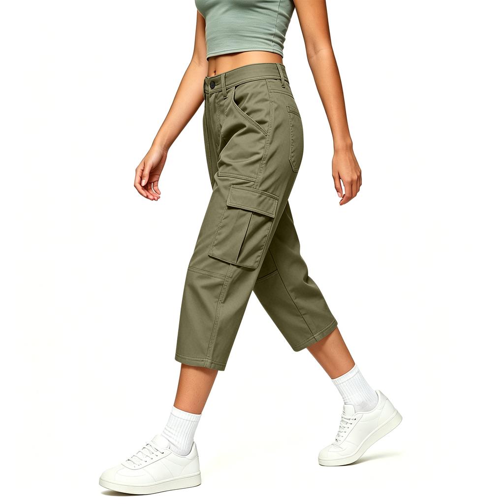 Women's Hiking Pants, Elastic Waist Loose Fit Lightweight, with Double Pockets and Knee Patch Pockets