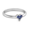 Blauer Saphir Runder Herz Stapelbarer Ring - 925 Sterlingsilber
