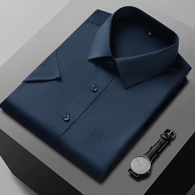 Romon Men s Non-Iron White Anti-Wrinkle Short-Sleeve Dress Shirt 40 темно-синий