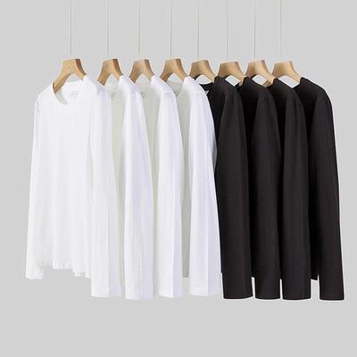 Men's T Shirt Cotton Long-sleeved Round-collar Solid-color Men T-shirt for Male Man Tops Tshirt Tees