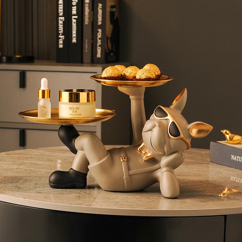 Luxurious Bulldog Key Holder and Storage Tray for Entryway Decor