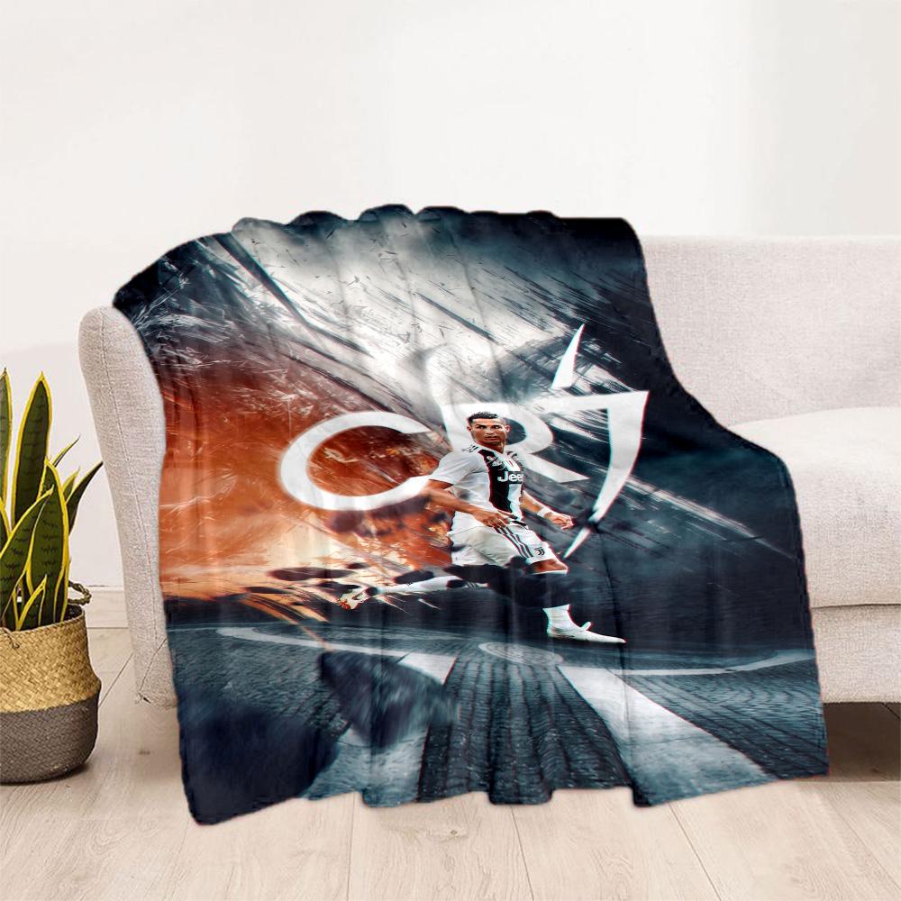 Ronaldo's Powerful Football Legend Cr7 Blanket Comfortable Perfect for Chair Sofa Office Four Seasons Multipurpose Digital Print