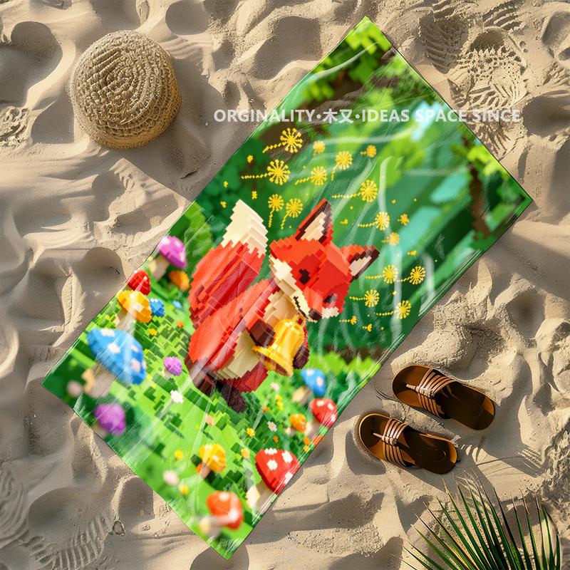 Pixel Fuchs Wald Strandtuch Gemustert Sonnenschutz Und Winddicht Geeignet Für Schwimmbad Camping Reisen