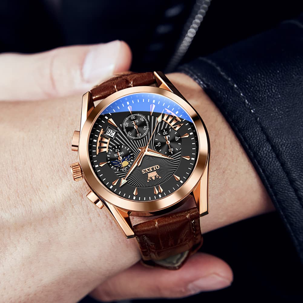 OLEVS Men's Business Wristwatch, Waterproof, Stylish, Stainless Steel Band, Quartz Movement, Analog, Casual, Father's Day Gift
