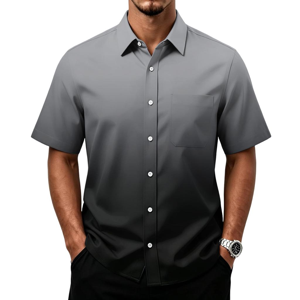 Men's Casual Short Sleeve Button Down Shirt with Chest Pocket Lightweight Breathable Summer Shirt for Everyday Wear