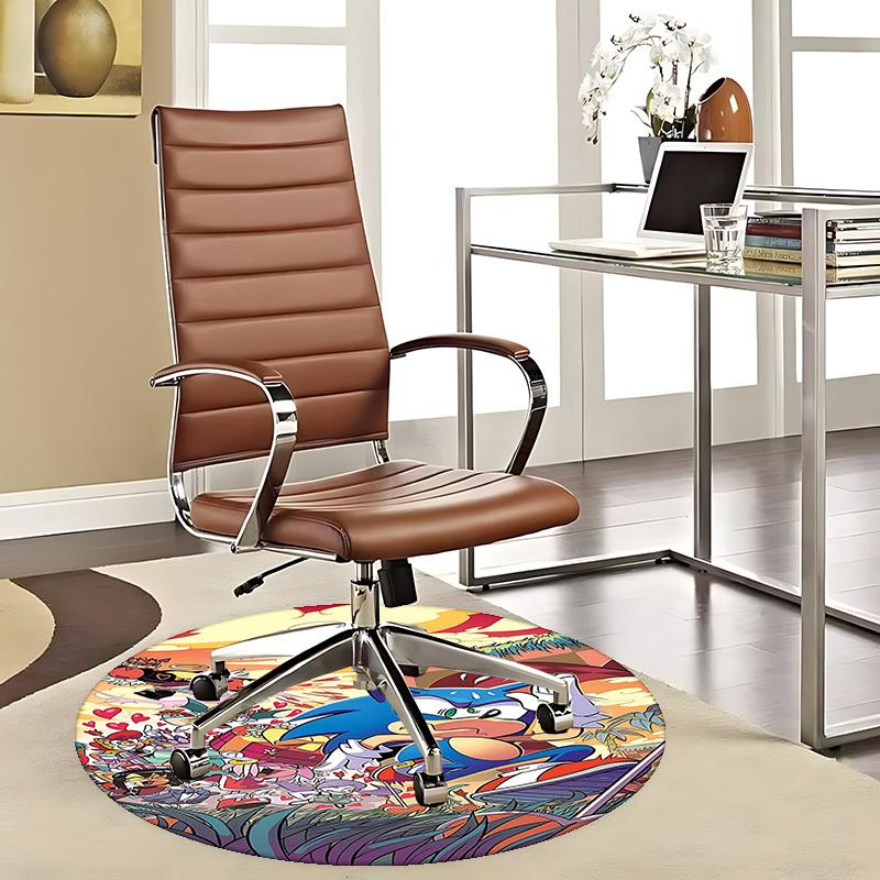 

1pc Sonic the Hedgehog Anime Cartoon Design Round Carpet - Office Chair Mat, Non-Slip Rug for Home Decor, Living Room, Bedroom, Game Room & Dormitory, 80cm by 80cm