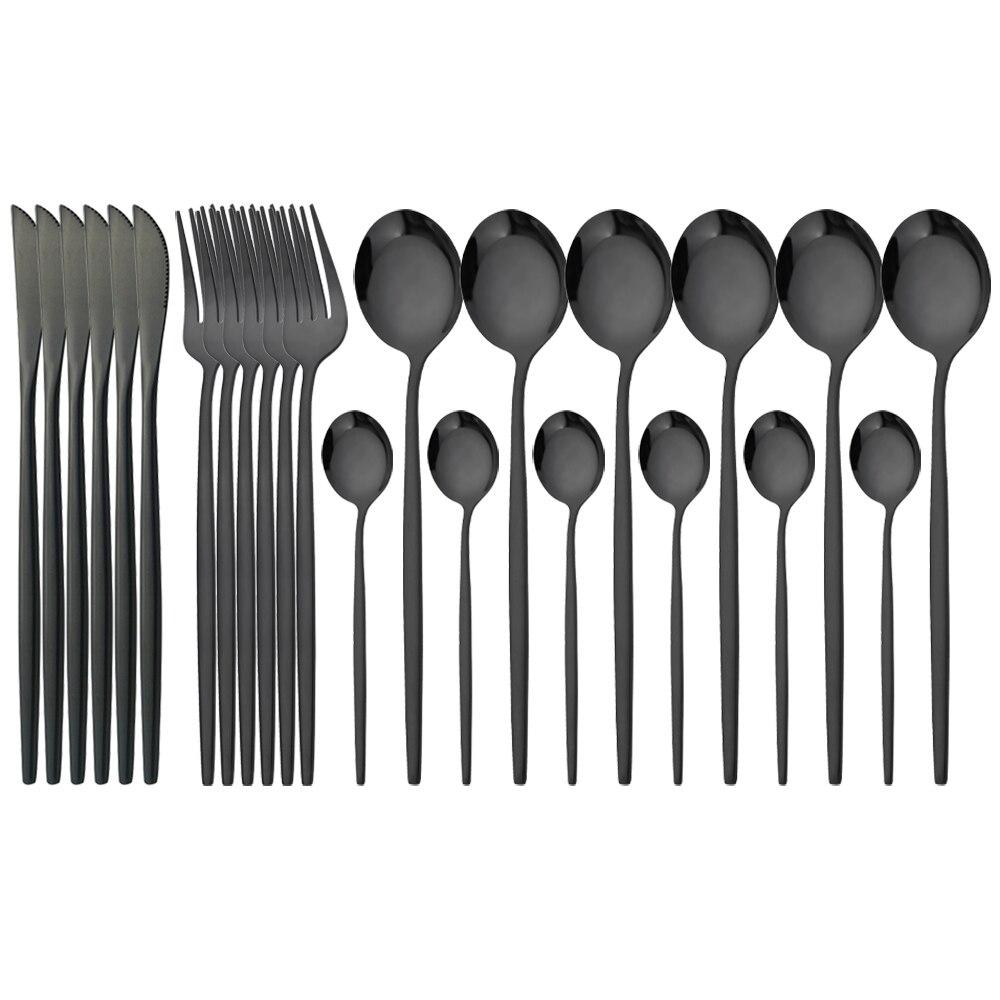 24Pcs Mint Gold Dinnerware Set Knife Fork Coffee Spoon Cutlery Western Stainless Steel Tableware Flatware Kiechen Silverware