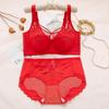 Sexy 3D Embroidered Lace Shell Cup Bra Set for Side Breast Enhancement and Smaller Busts