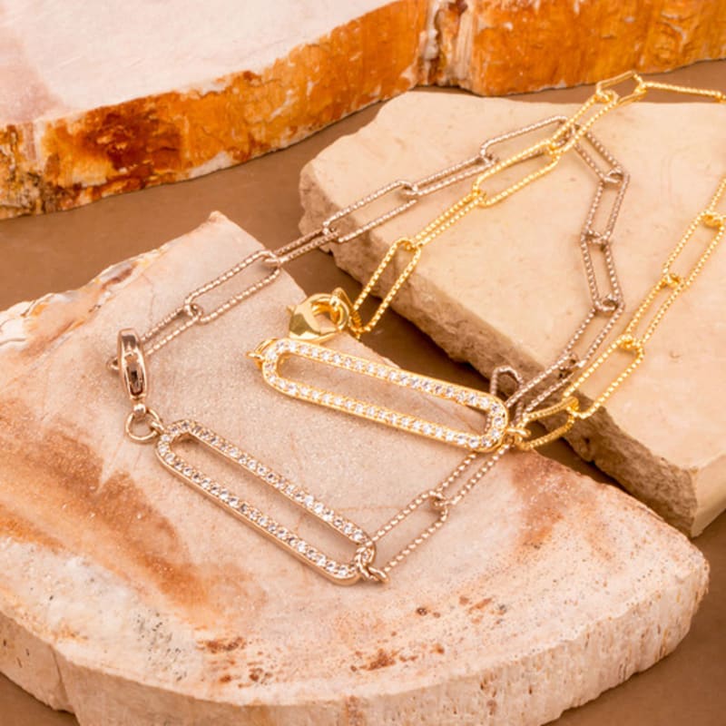 AUGUST ALICE Cubic Hole Oval Chain Bracelet _ Gold