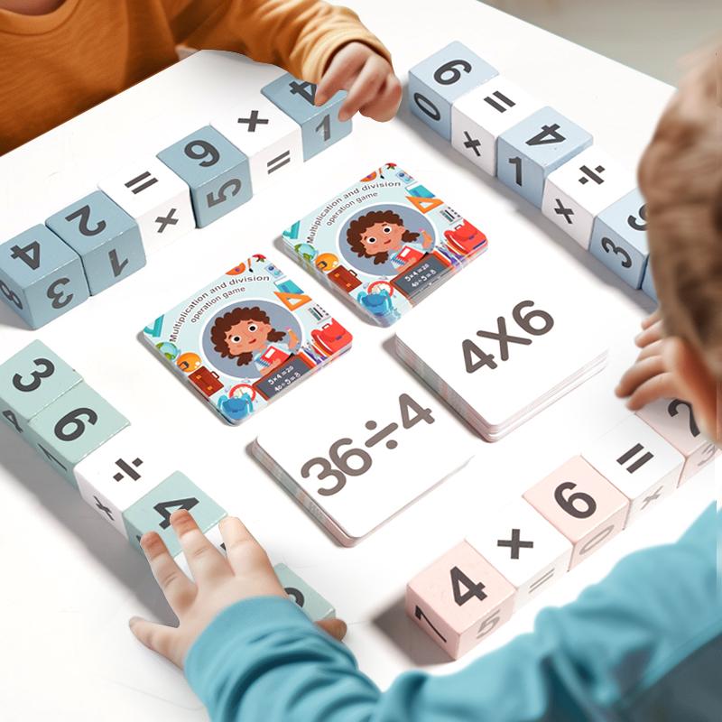 Kids Montessori Wooden Double Player Multiplication and Division Game Time Learning Teaching Aids Educational Toys For Children