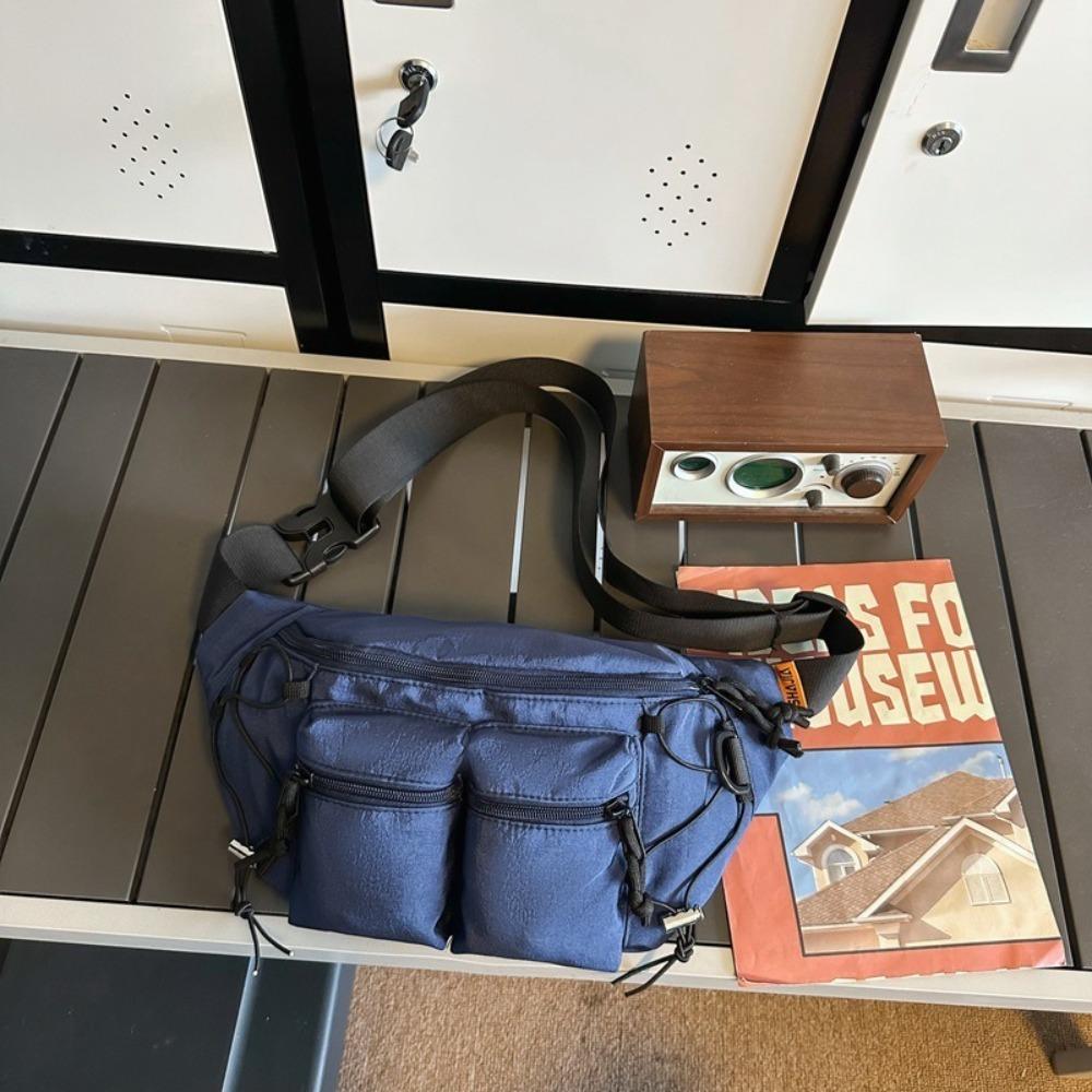 Große Kapazität Multi-Taschen Brusttasche Y2k Sport Bauchtasche Einfache Herren Hüfttasche Motorrad