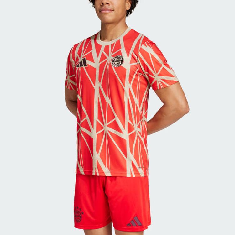 Adidas Logo Print Comfortable Crew Neck Short Sleeve Soccer Jersey Men Tops Red JD8335