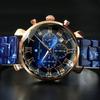 Salvatore Marra Men's Blue Watch with Faceted Glass, Chronograph, and Acetate Strap, SM19104A-PGBL