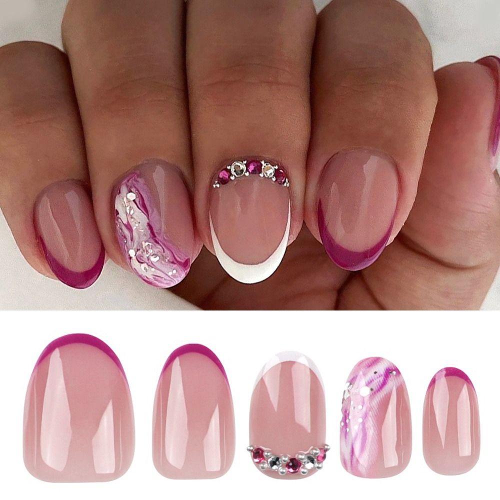 

Rose Red Edge Fake Nials French Press on Nails Manicure False Nails Women
