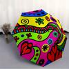 1pc Colorful Abstract Pattern Automatic Folding Umbrella - 8-Rib Iron Frame, Windproof, Portable Sunshade with Plastic Handle for Travel & O