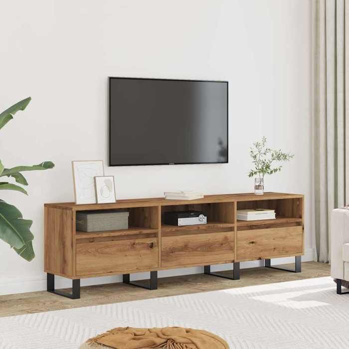 VidaXL Meuble TV chêne artisanal 150x30x44,5 cm bois d'ingénierie, banc TV, meuble télé, meuble multimédia, buffet TV, 857194