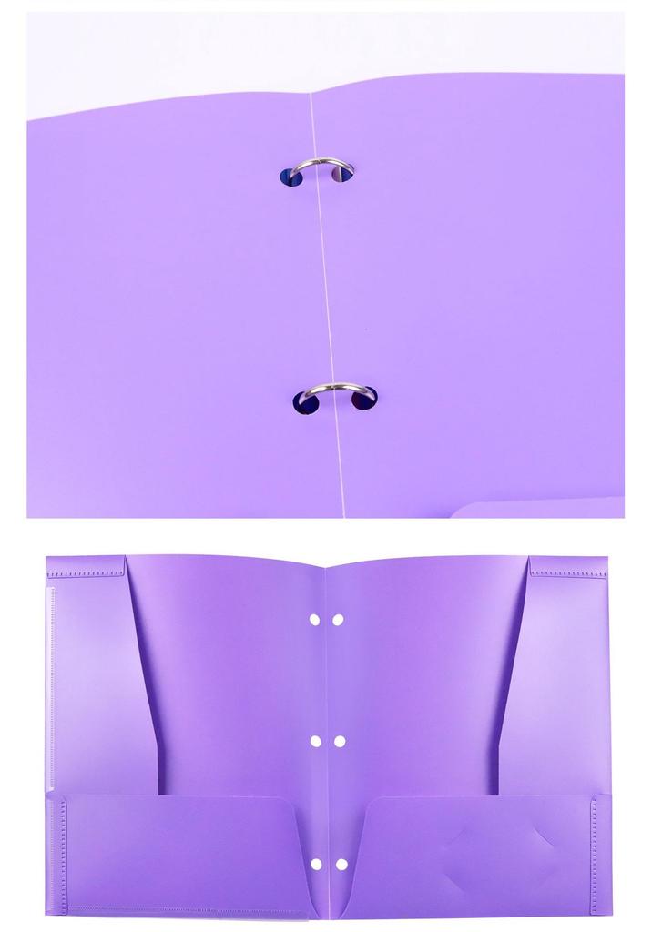 A4 Spot Stock Four-Bag Clip Folder with Transparent Insert Pocket and Double-Bag Three-Hole Design.