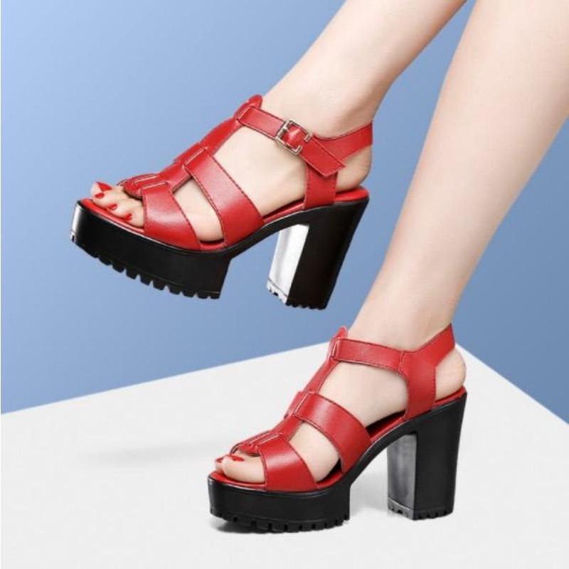 Sandales à plateforme et semelle épaisse pour femme, chaussures d'été à talons hauts, style gladiateur, petite taille 32-43, modèle de bureau