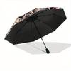 1pc Elegant Floral Skull Design Automatic Opening and Closing Umbrella, Lightweight 3-Fold, With Cute Cartoon Characters, Suitable for Home, Outd