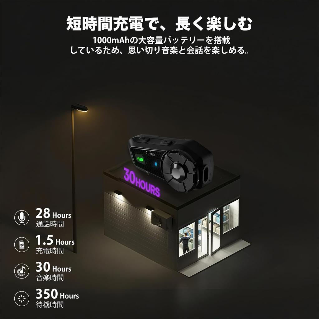 J-TREK JX03 Motorcycle Intercom, Mesh Communication, Dual Chip, 8 People Simultaneous Call While Listening