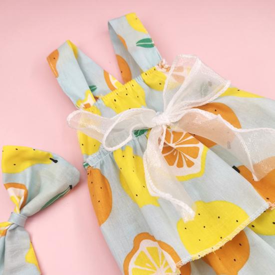 1 sada Pet Dress Měkký Pohodlný vrstvený design Bez rukávů Citronový potisk Denní nošení