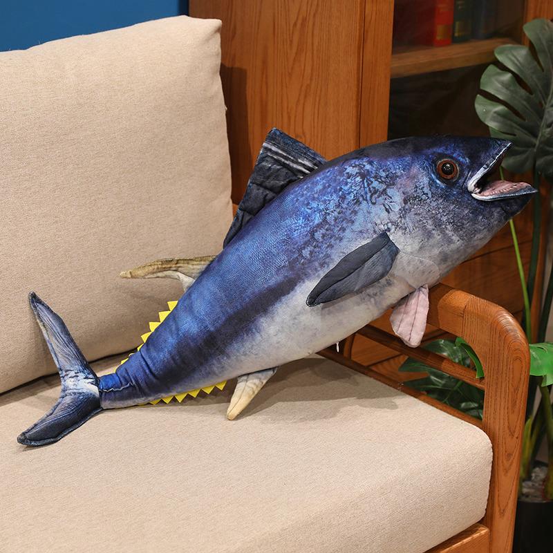 55cm Imitation Tuna Plush Toy Pillow Cartoon Lifelike Tuna Stuffed Pillow Bed Chair Plush Cushion Sleeping Plush Pillow
