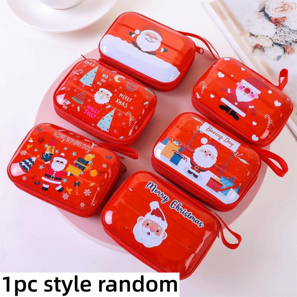 New Cartoon Christmas Coin Purse Santa Claus Tin Box Phone Keychain Pendant Snowman Cartoon Storage Box New Year