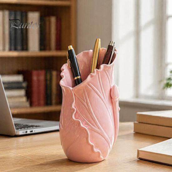 Sustainable Office Stationery Storage Lotus Leaf Pen Holder, Decorative Pencil Modern Eco-conscious Holder Desk Organizer for Supplies Makeup Brushes