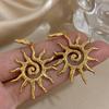 New Trend Women's Earrings Vintage Chic Sun Shaped Pendant Stainless Steel Earrings Statement Golden Fashion Jewlery Gift