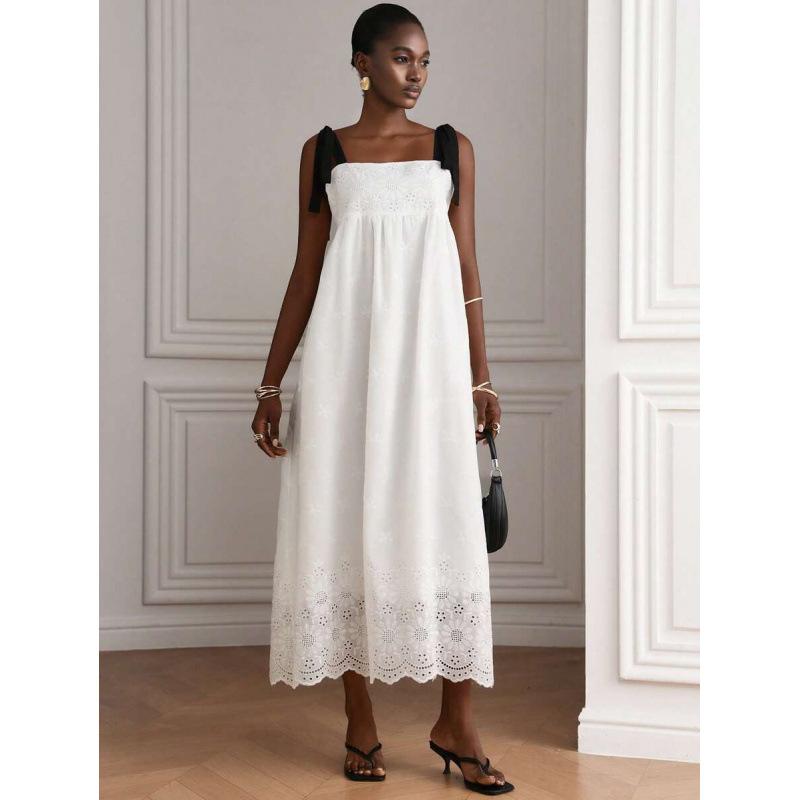 European summer new French temperament age-reducing solid color lace splicing sexy backless dress S