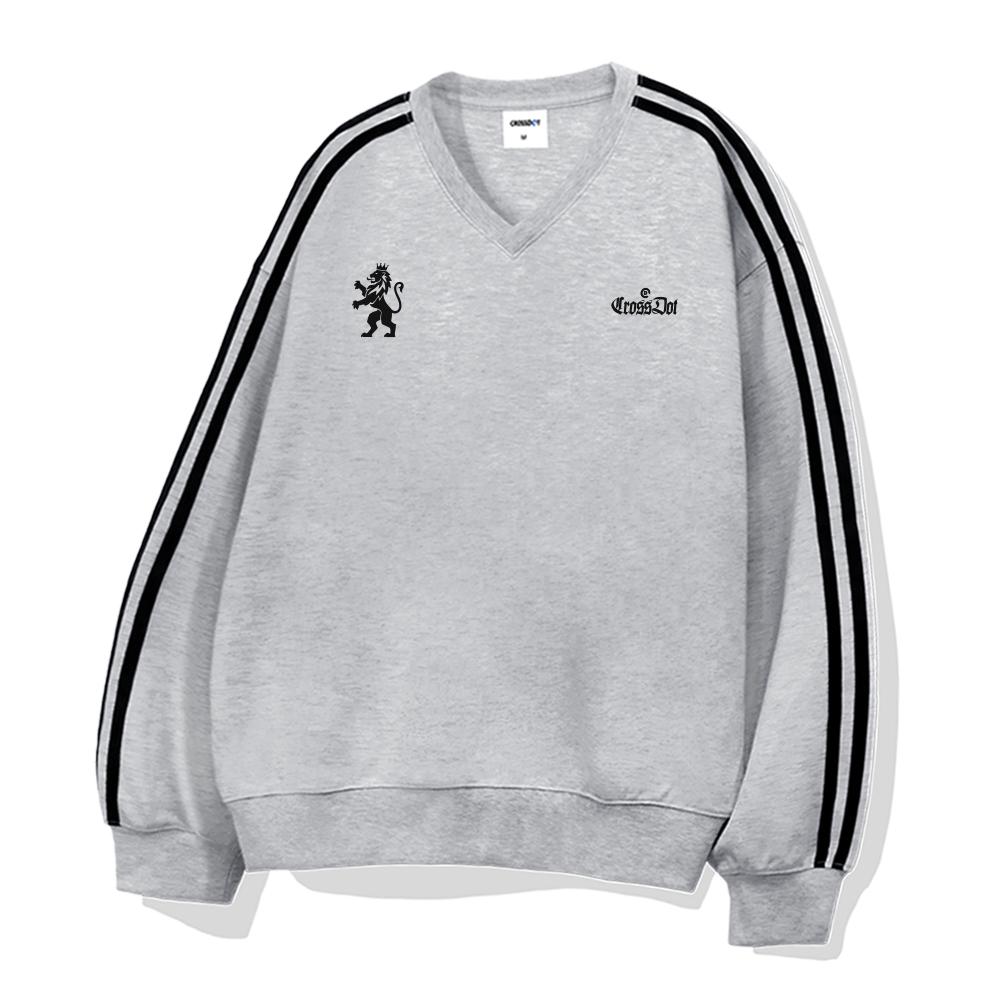 CROSSDOT Royal Oversized Track V-Neck Sweatshirt 5 Colors [Crdv_4004]
