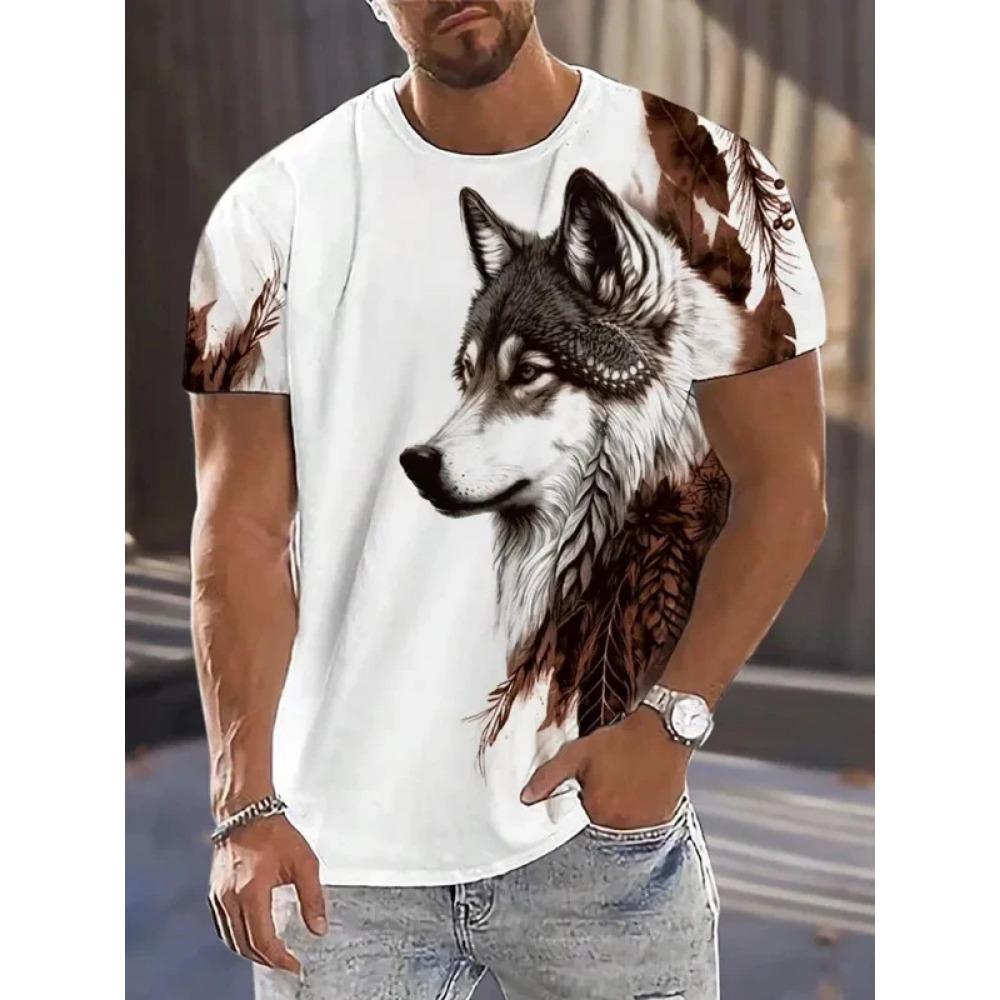 3D Wolf Print Men's T-shirt Summer City Everyday Fashion T-shirt Casual short