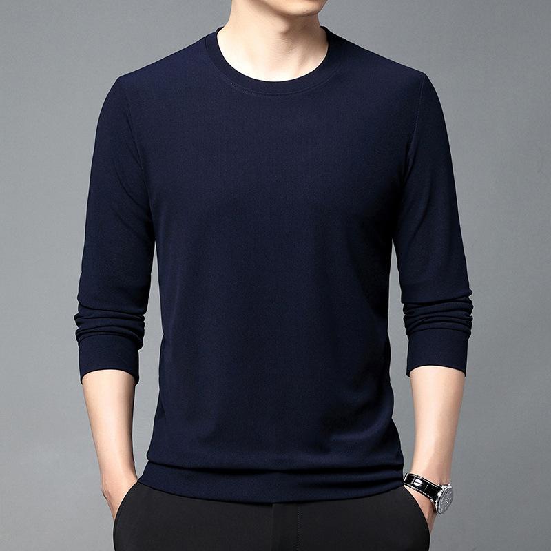 Hanorac pentru bărbați, primăvară, secțiune subțire nouă, bărbați tineri și de vârstă mijlocie, tricou cu mâneci lungi, cu gât rotund, cămașă lejeră cu fundul liber