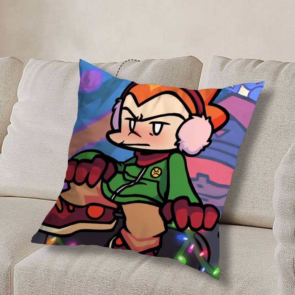 F-Friday Night Funkin cool Pillow Case Square Double-Sided Printing Short Plush Sofa Cushion Cover Bedroom Bedside Pillow