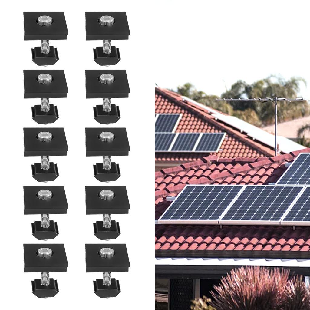 Montážní svorky držáku solárního panelu Nastavitelné 30 mm/35 mm Černá koncová svorka Střední svorky Solární modul Fotovoltaické pevné držáky