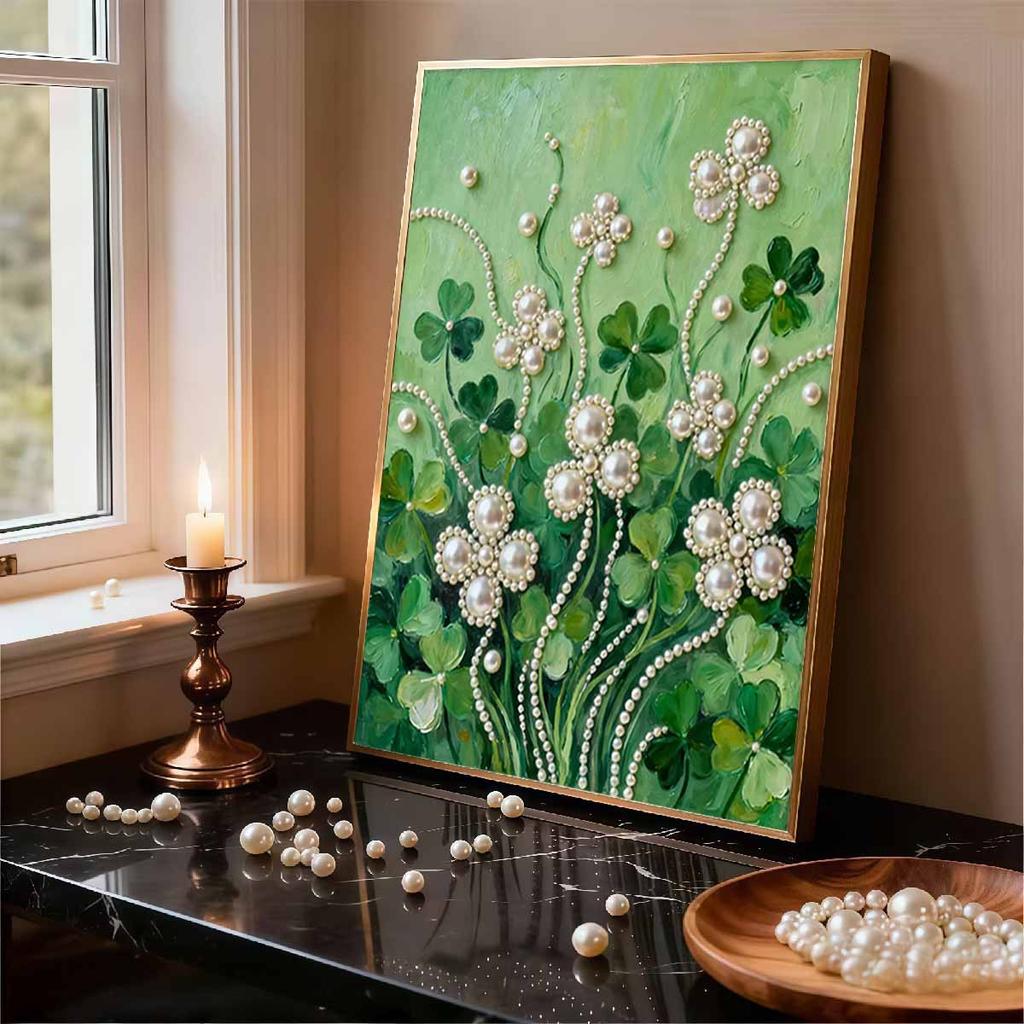 Crystal Pearl Painting 5D DIY Frame Decoration Painting Grassland Home Wall Decoration Transparent Pearl Gemstone Painting Picture Art Crafts