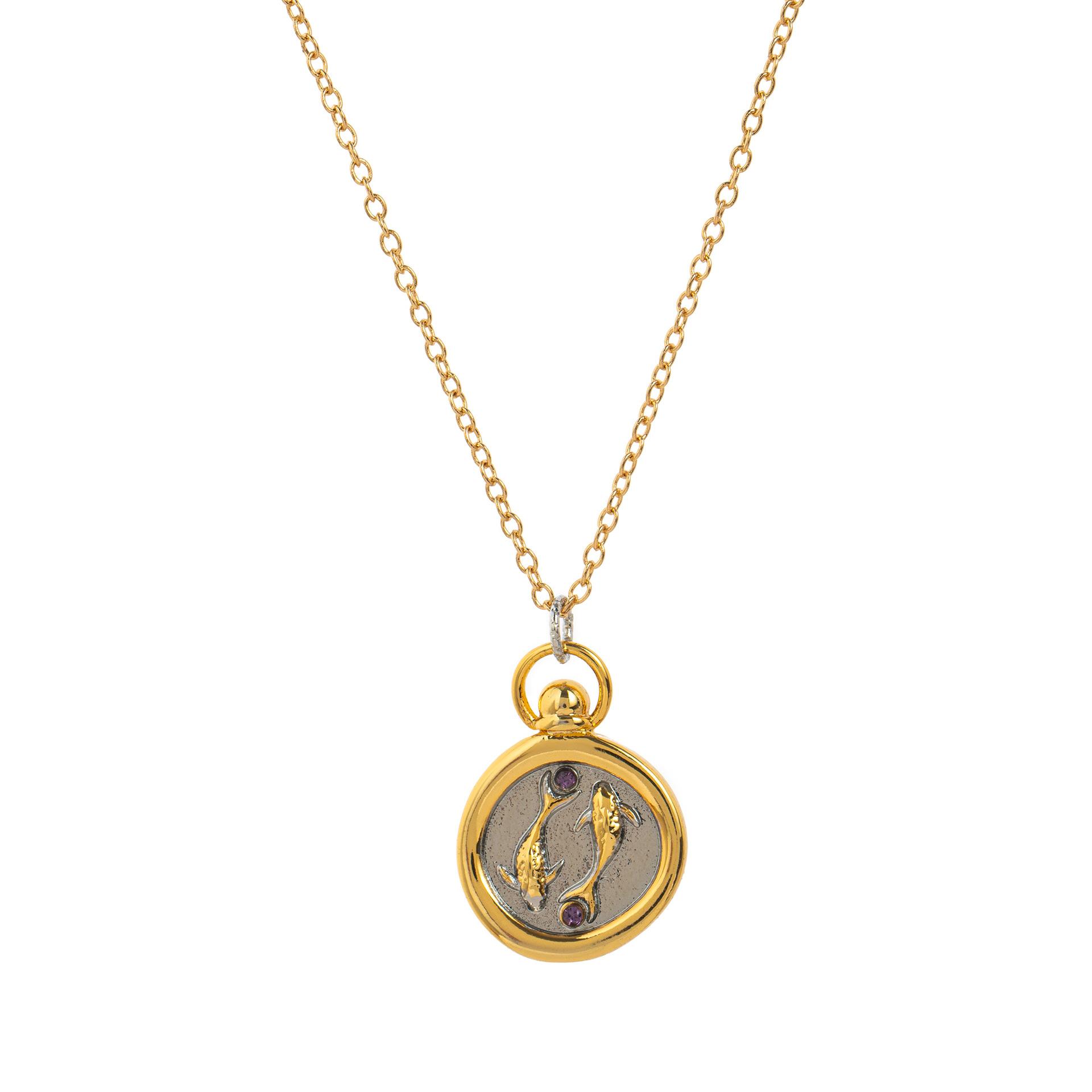 12 Constellation Seal Color Retaining Casting Plated 18K Gold Contrast Pendant Necklace Women S Twelve Constellation Necklace