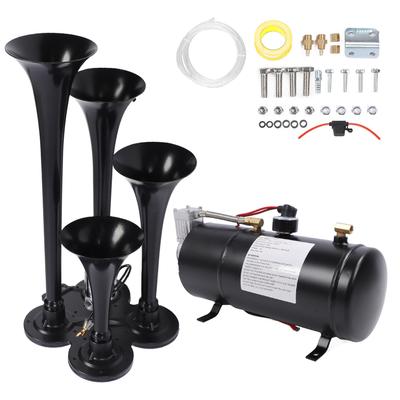 Train Horn Kit 12V 135dB Ultra Loud 4 Trumpet Air Horns Kit with 150PSI 3L Compressor for Trucks Cars Van Boats
