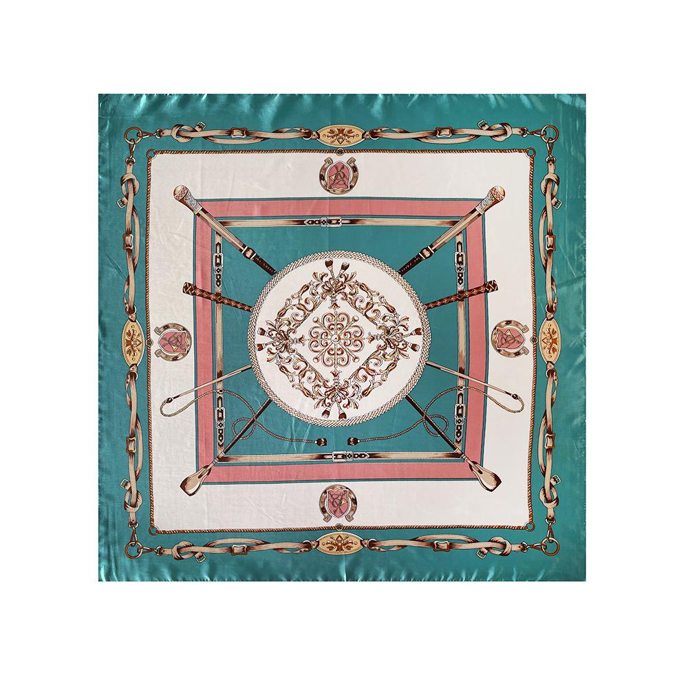 90cm Silk Scarf Headscarf Classic Scepter Print Silk Scarf Women's Satin Square Scarf Shawl