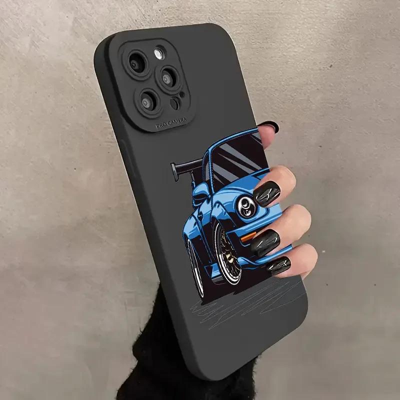 Personalized Fashion Car Pattern Phone Case For IPhone 11 12 13 14 15 16 Pro Max Mini X XS XR Max 7 8 Plus SE Soft SiliconeCover