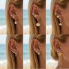 1Set Boho Starfish Shell Hoop Earrings Set For Women Imitation Pearl Metal Geometric Earring Girl Beach Party Jewelry