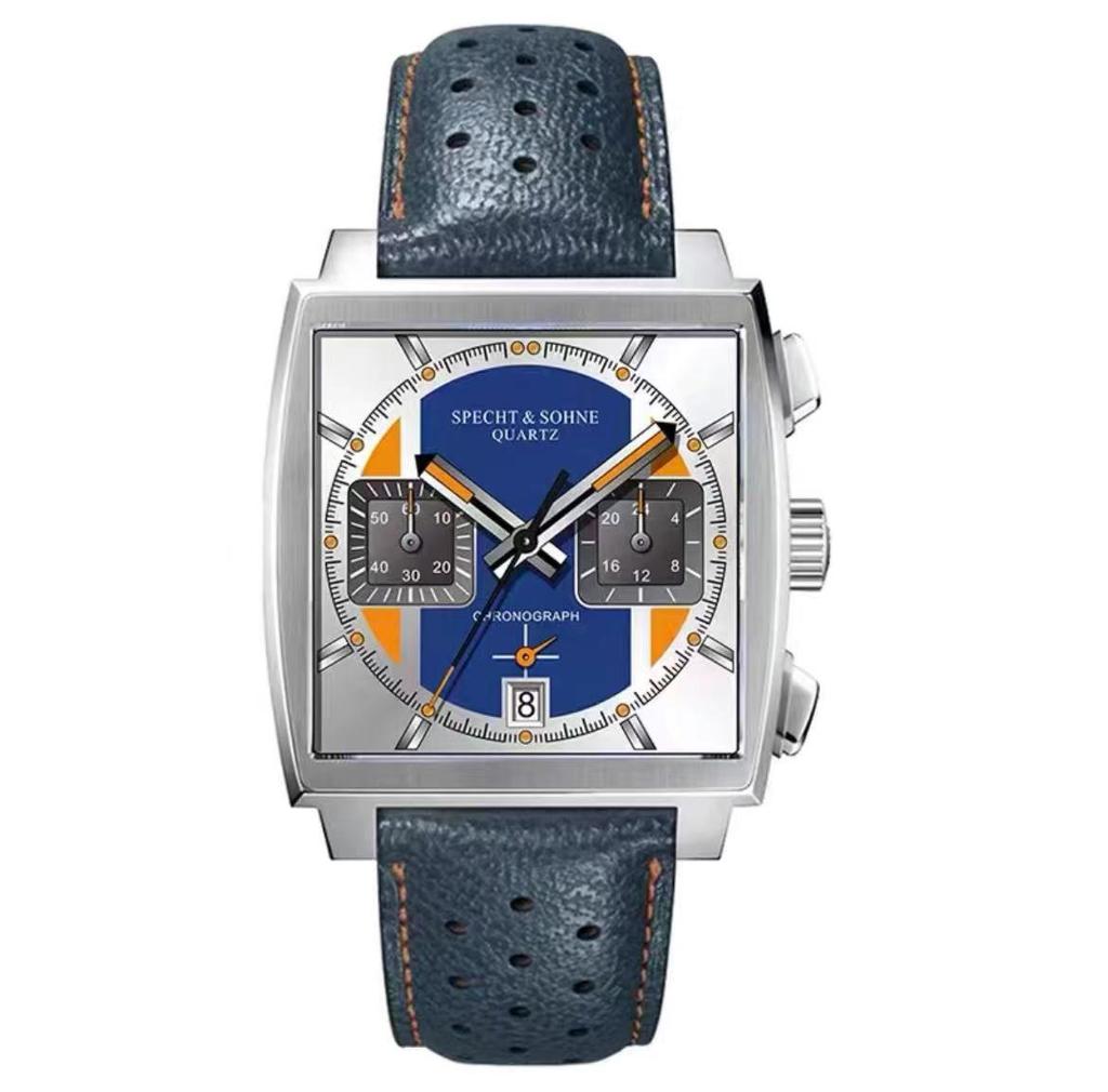 2023 Fashion Mens Watches Top Brand Luxury Specht&sohne Quartz Wrist Watch For Men Military Sports Watches Luminous Leather Strap 39mm