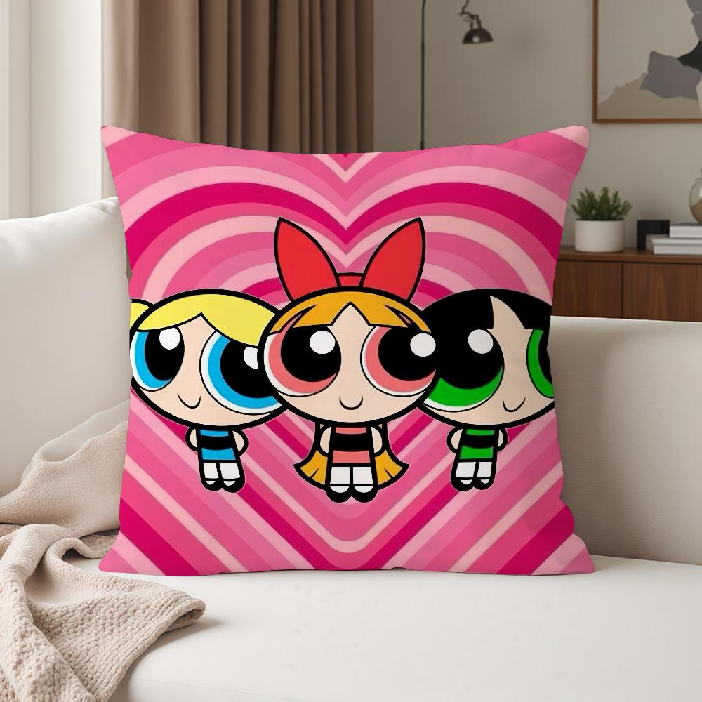 Anime The P-powerpuff Cute G-girls Pillow Case Suitable For Bedrooms Living Rooms Cars Home Decoration