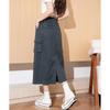 TonLion 2025 Summer Women's High-Waist A-Line Cargo Midi Skirt